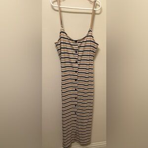 Striped Dress with Faux Buttons